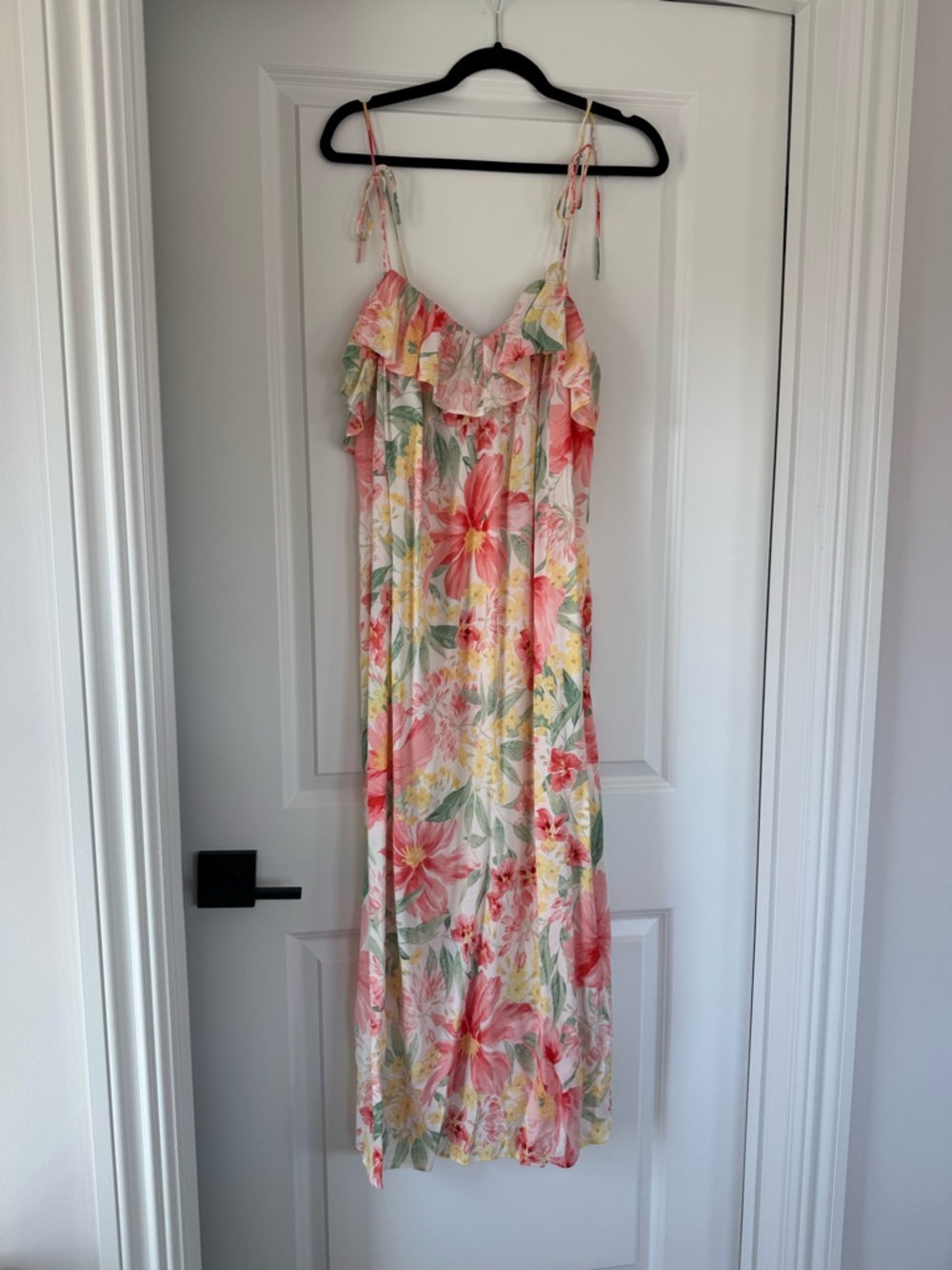H&M Pink & Green Floral Off-Shoulder Maxi Dress